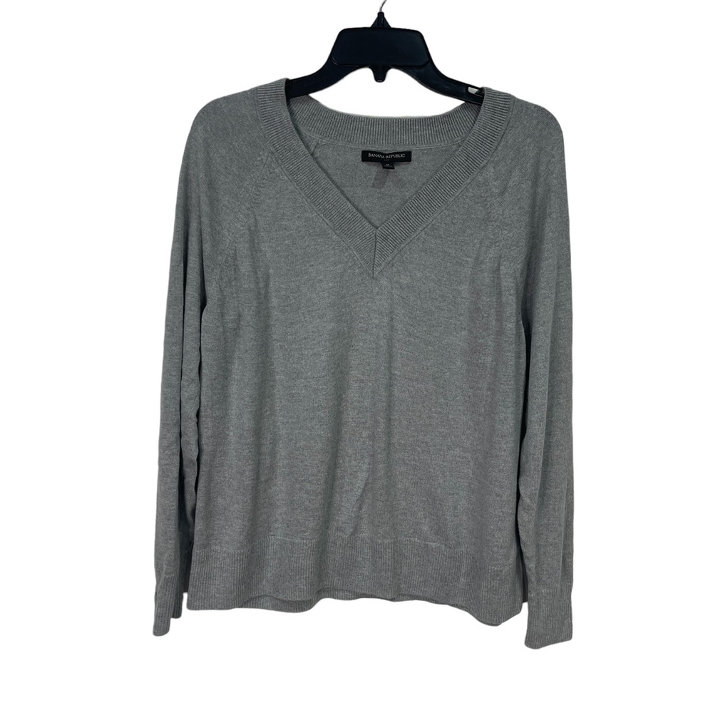 Banana Republic mens sweater medium V-neck pullover long sleeve sweater gray Top